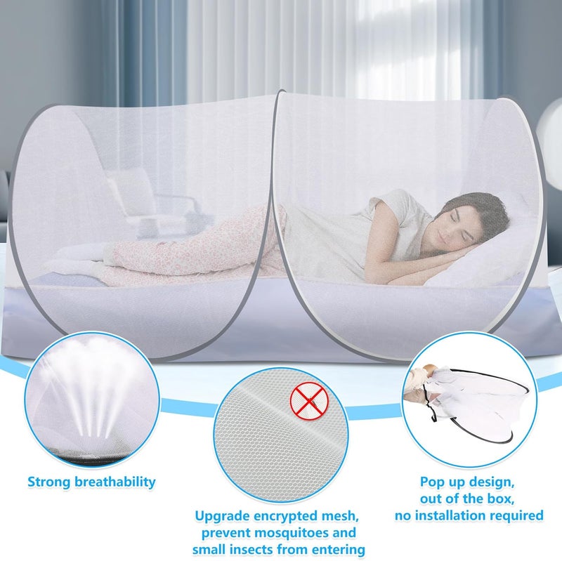 Axcoix Extra Large Pop Up Mosquito Tent, Portable Foldable Mosquito Net for Bed Camping Travel Patio (78 * 41 * 31inch) - Image 3